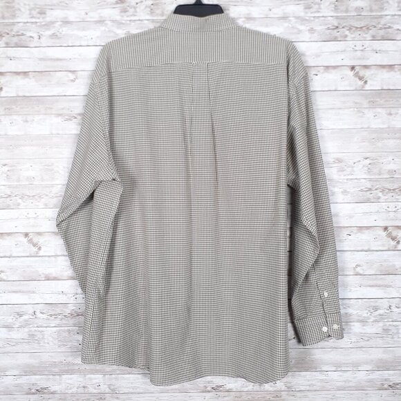 Nautica Mens Button Down Shirt XXL Long Sleeve Green Check Sanded Poplin 542 - Picture 2 of 5